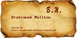 Bratranek Meliton névjegykártya